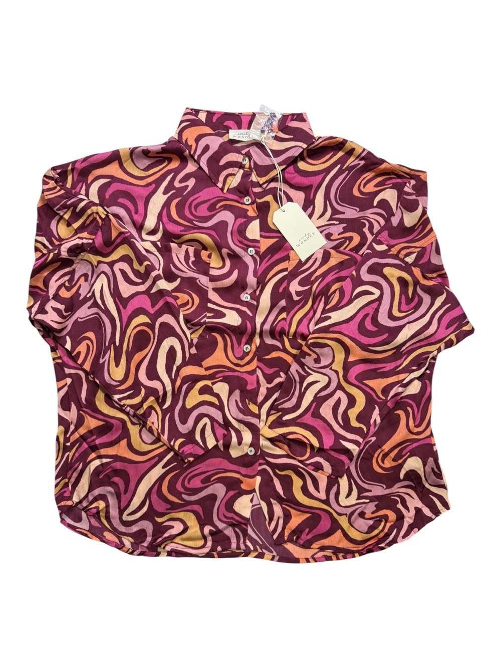 Emily Wonder Abstract Print Blouse - Size Large NWT